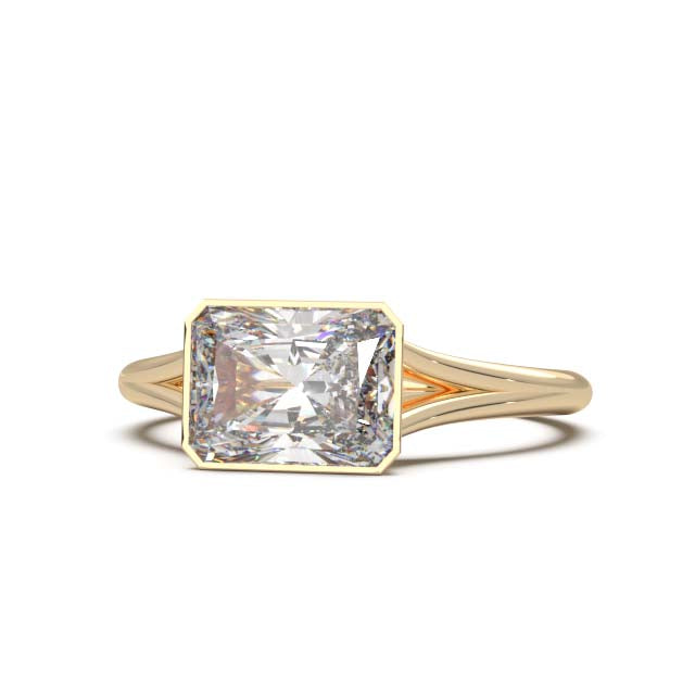 Sophisticated 1.90 Carat Radiant Cut Lab-Grown Diamond Bezel Engagement Ring with Elegant Split Shank Design