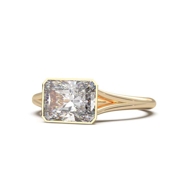 Sophisticated 1.90 Carat Radiant Cut Lab-Grown Diamond Bezel Engagement Ring with Elegant Split Shank Design