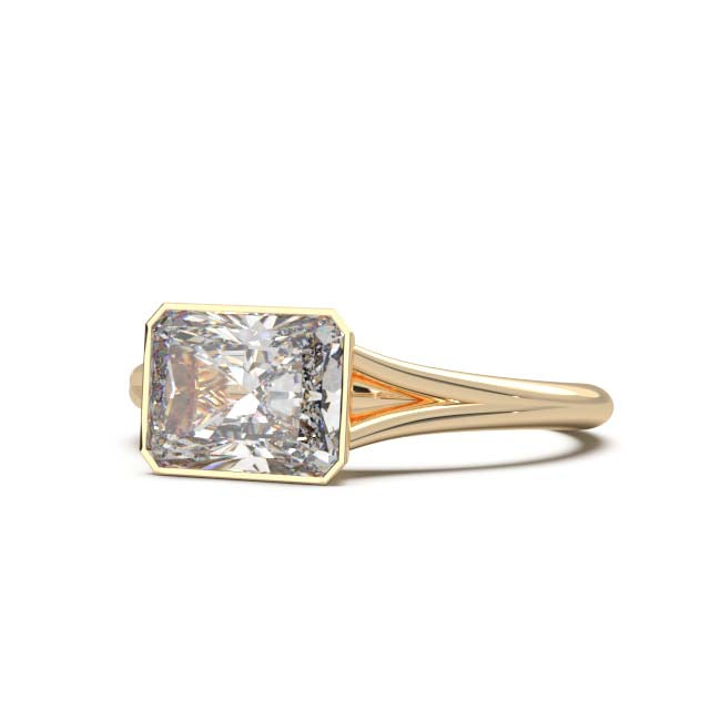 Sophisticated 1.90 Carat Radiant Cut Lab-Grown Diamond Bezel Engagement Ring with Elegant Split Shank Design