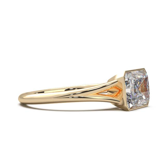 Sophisticated 1.90 Carat Radiant Cut Lab-Grown Diamond Bezel Engagement Ring with Elegant Split Shank Design