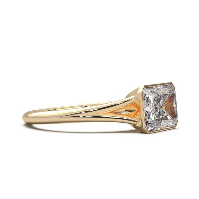 Sophisticated 1.90 Carat Radiant Cut Lab-Grown Diamond Bezel Engagement Ring with Elegant Split Shank Design