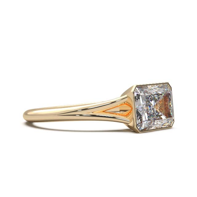 Sophisticated 1.90 Carat Radiant Cut Lab-Grown Diamond Bezel Engagement Ring with Elegant Split Shank Design