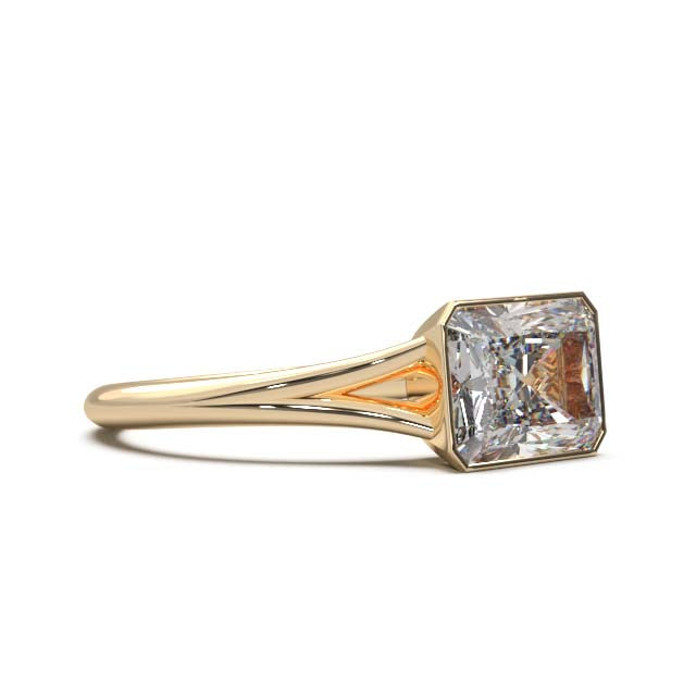 Sophisticated 1.90 Carat Radiant Cut Lab-Grown Diamond Bezel Engagement Ring with Elegant Split Shank Design