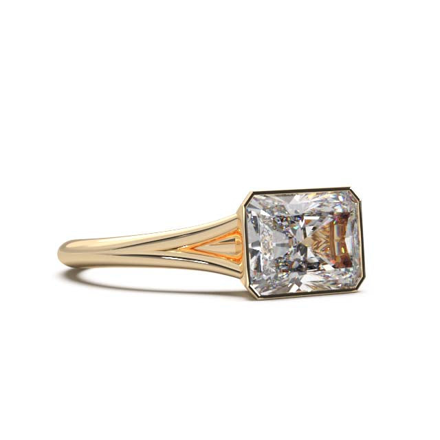 Sophisticated 1.90 Carat Radiant Cut Lab-Grown Diamond Bezel Engagement Ring with Elegant Split Shank Design