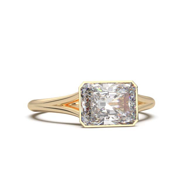 Sophisticated 1.90 Carat Radiant Cut Lab-Grown Diamond Bezel Engagement Ring with Elegant Split Shank Design