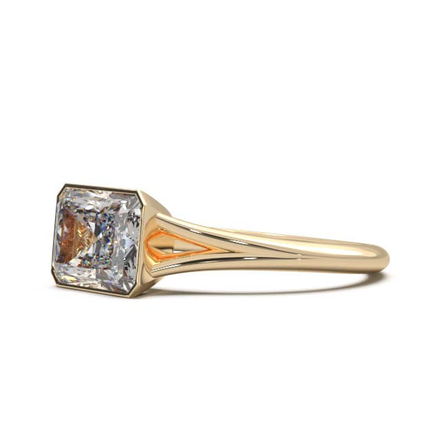 Sophisticated 1.90 Carat Radiant Cut Lab-Grown Diamond Bezel Engagement Ring with Elegant Split Shank Design