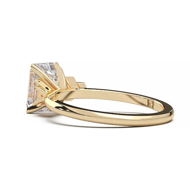 Exquisite 2.2ct Emerald-Cut Lab-Grown Yellow Diamond Engagement Ring with Flanking Baguettes Set in Lustrous Yellow Gold