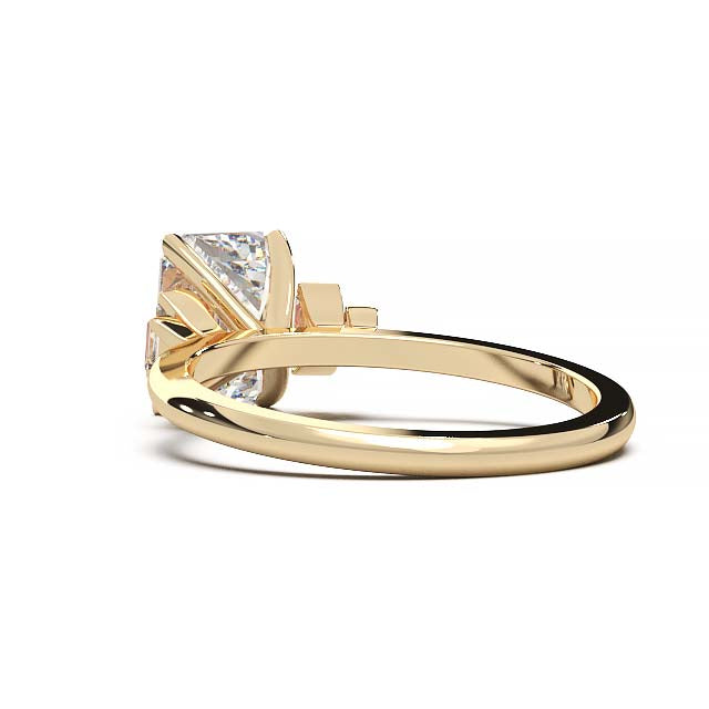 Exquisite 2.2ct Emerald-Cut Lab-Grown Yellow Diamond Engagement Ring with Flanking Baguettes Set in Lustrous Yellow Gold