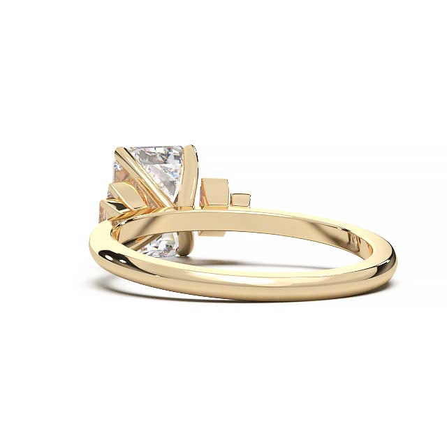 Exquisite 2.2ct Emerald-Cut Lab-Grown Yellow Diamond Engagement Ring with Flanking Baguettes Set in Lustrous Yellow Gold