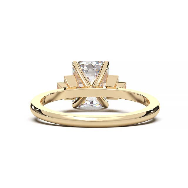 Exquisite 2.2ct Emerald-Cut Lab-Grown Yellow Diamond Engagement Ring with Flanking Baguettes Set in Lustrous Yellow Gold