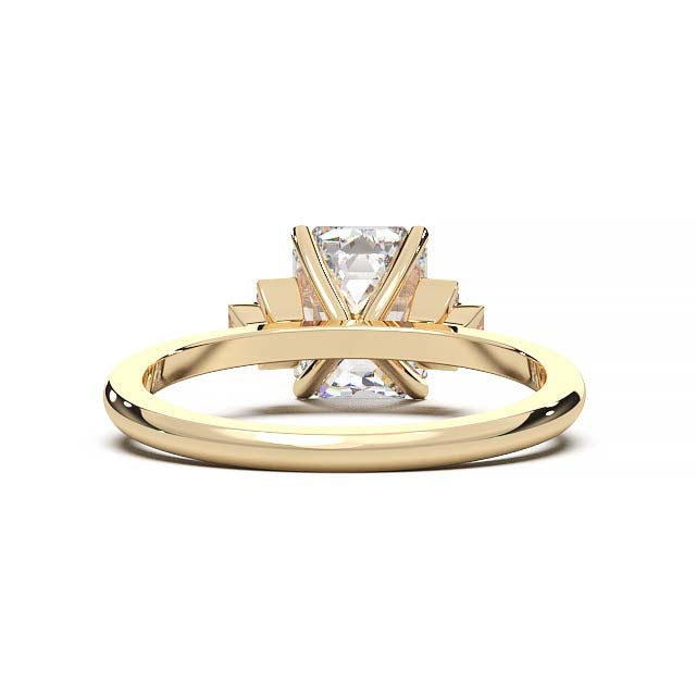 Exquisite 2.2ct Emerald-Cut Lab-Grown Yellow Diamond Engagement Ring with Flanking Baguettes Set in Lustrous Yellow Gold