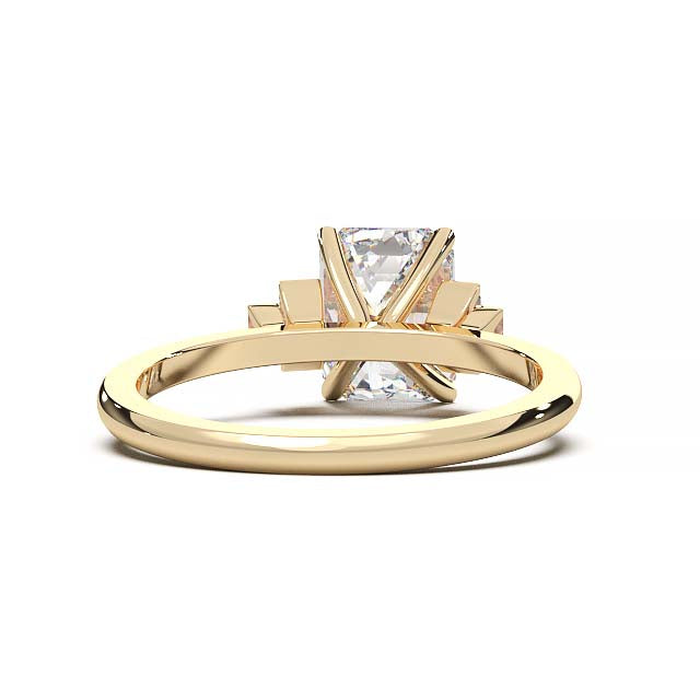 Exquisite 2.2ct Emerald-Cut Lab-Grown Yellow Diamond Engagement Ring with Flanking Baguettes Set in Lustrous Yellow Gold