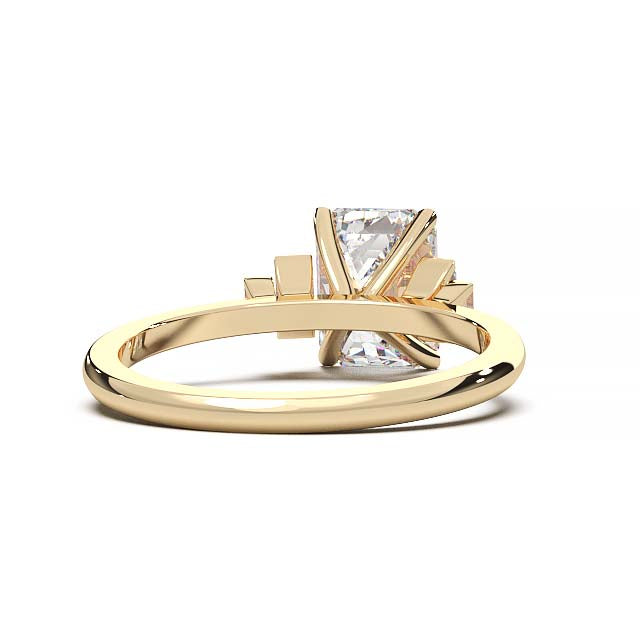 Exquisite 2.2ct Emerald-Cut Lab-Grown Yellow Diamond Engagement Ring with Flanking Baguettes Set in Lustrous Yellow Gold