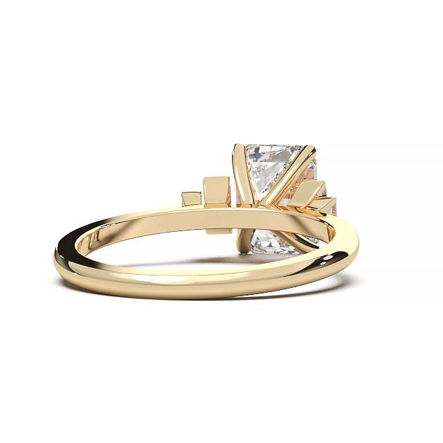 Exquisite 2.2ct Emerald-Cut Lab-Grown Yellow Diamond Engagement Ring with Flanking Baguettes Set in Lustrous Yellow Gold