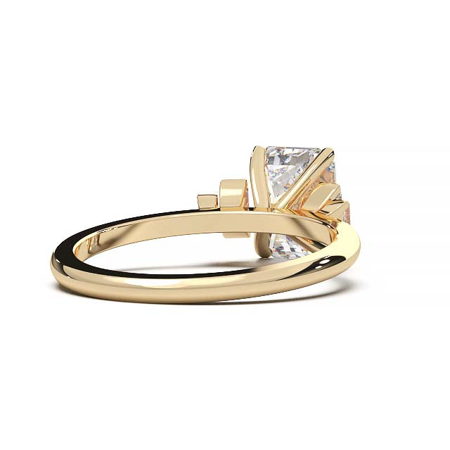 Exquisite 2.2ct Emerald-Cut Lab-Grown Yellow Diamond Engagement Ring with Flanking Baguettes Set in Lustrous Yellow Gold