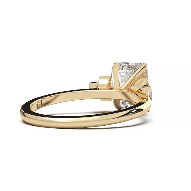 Exquisite 2.2ct Emerald-Cut Lab-Grown Yellow Diamond Engagement Ring with Flanking Baguettes Set in Lustrous Yellow Gold