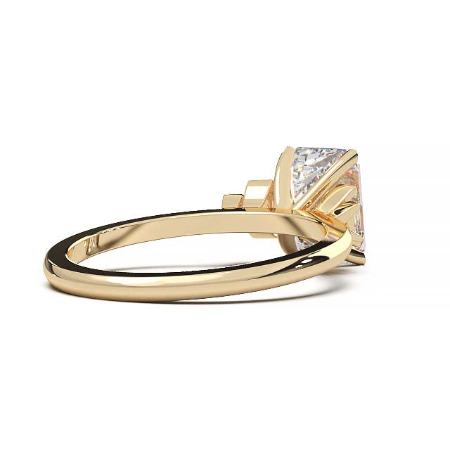 Exquisite 2.2ct Emerald-Cut Lab-Grown Yellow Diamond Engagement Ring with Flanking Baguettes Set in Lustrous Yellow Gold