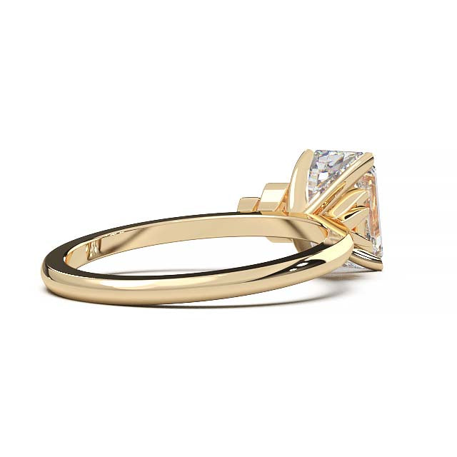 Exquisite 2.2ct Emerald-Cut Lab-Grown Yellow Diamond Engagement Ring with Flanking Baguettes Set in Lustrous Yellow Gold