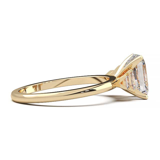 Exquisite 2.2ct Emerald-Cut Lab-Grown Yellow Diamond Engagement Ring with Flanking Baguettes Set in Lustrous Yellow Gold