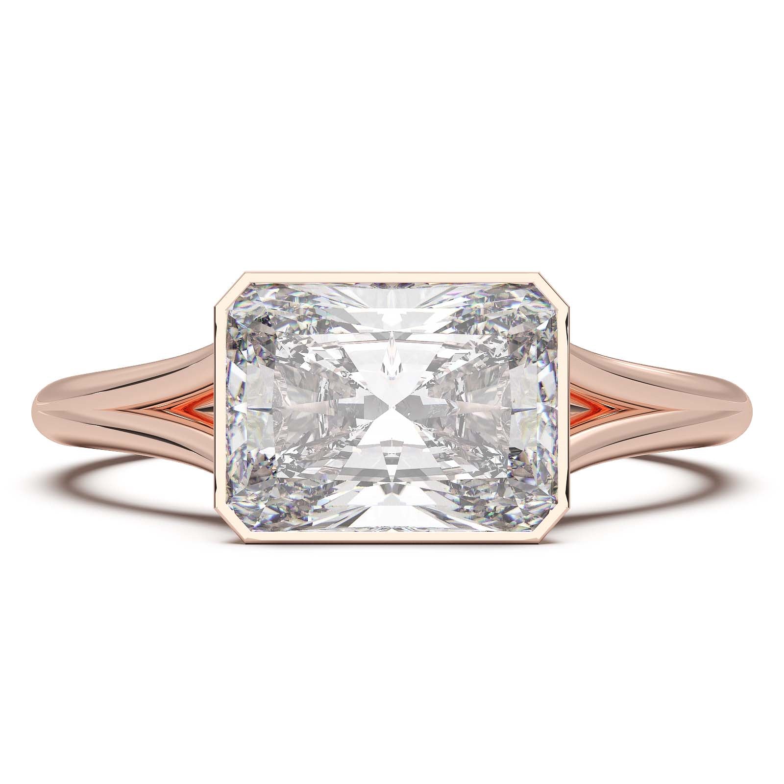Sophisticated 1.90 Carat Radiant Cut Lab-Grown Diamond Bezel Engagement Ring with Elegant Split Shank Design