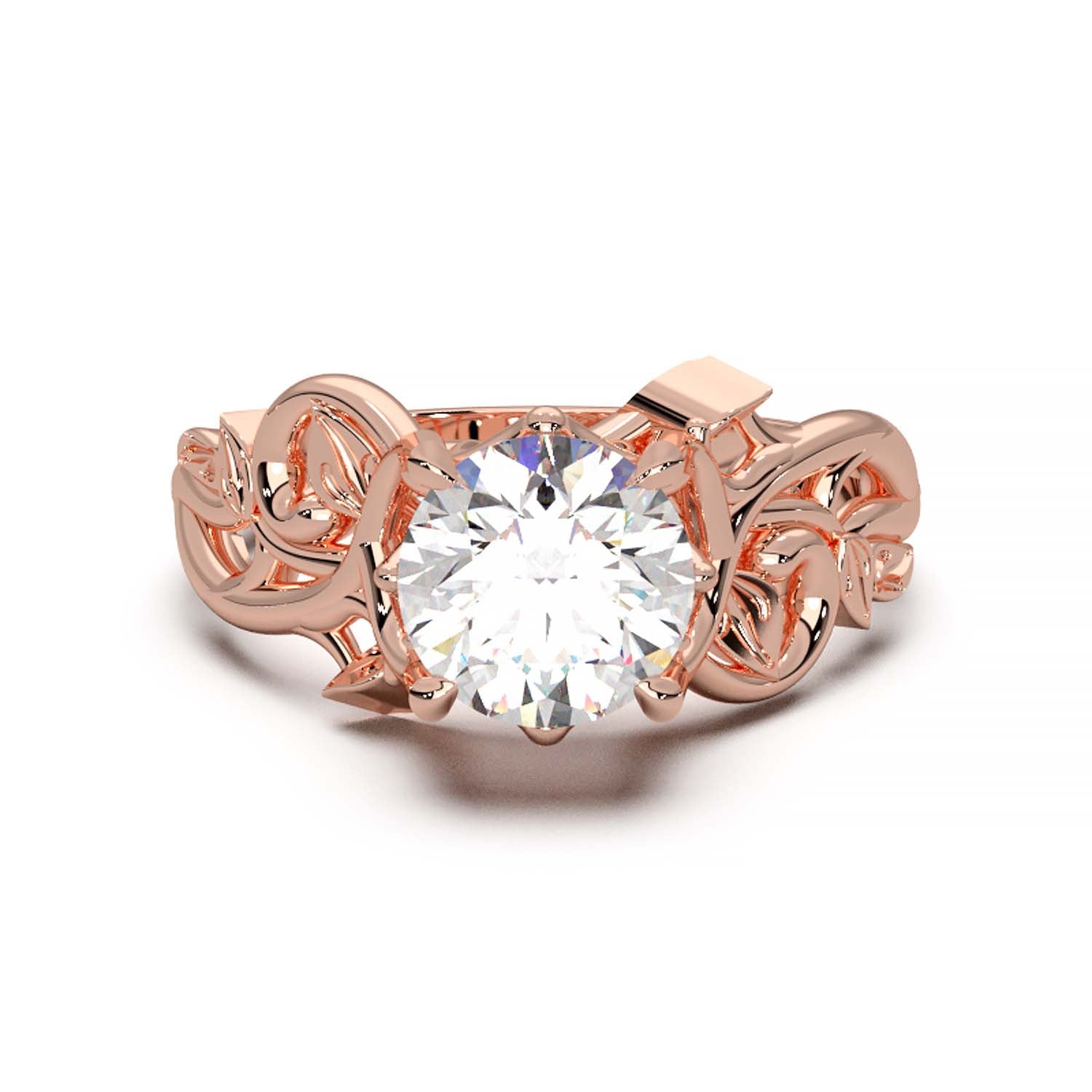 Diamond Engagement Ring with Intricate Vine Design