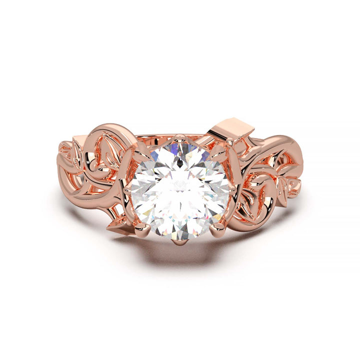 Diamond Engagement Ring with Intricate Vine Design