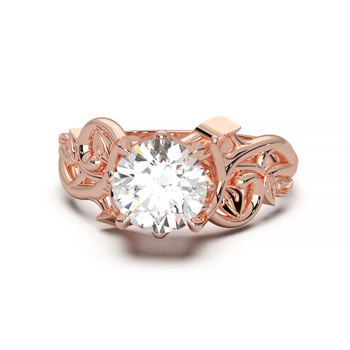 Diamond Engagement Ring with Intricate Vine Design