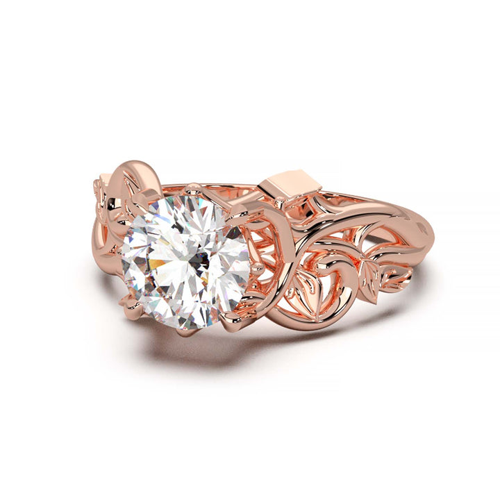 Diamond Engagement Ring with Intricate Vine Design