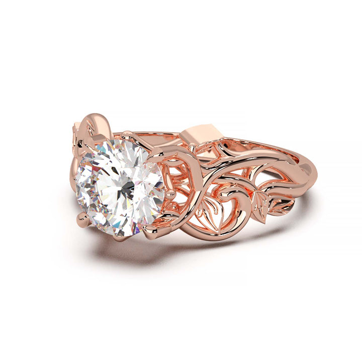 Diamond Engagement Ring with Intricate Vine Design