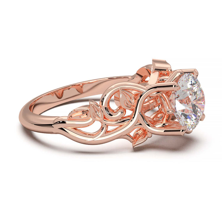 Diamond Engagement Ring with Intricate Vine Design