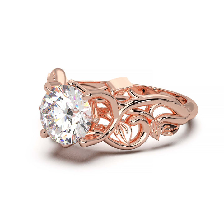 Diamond Engagement Ring with Intricate Vine Design