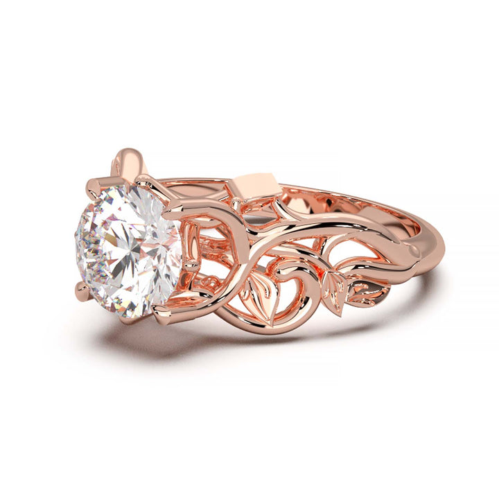 Diamond Engagement Ring with Intricate Vine Design