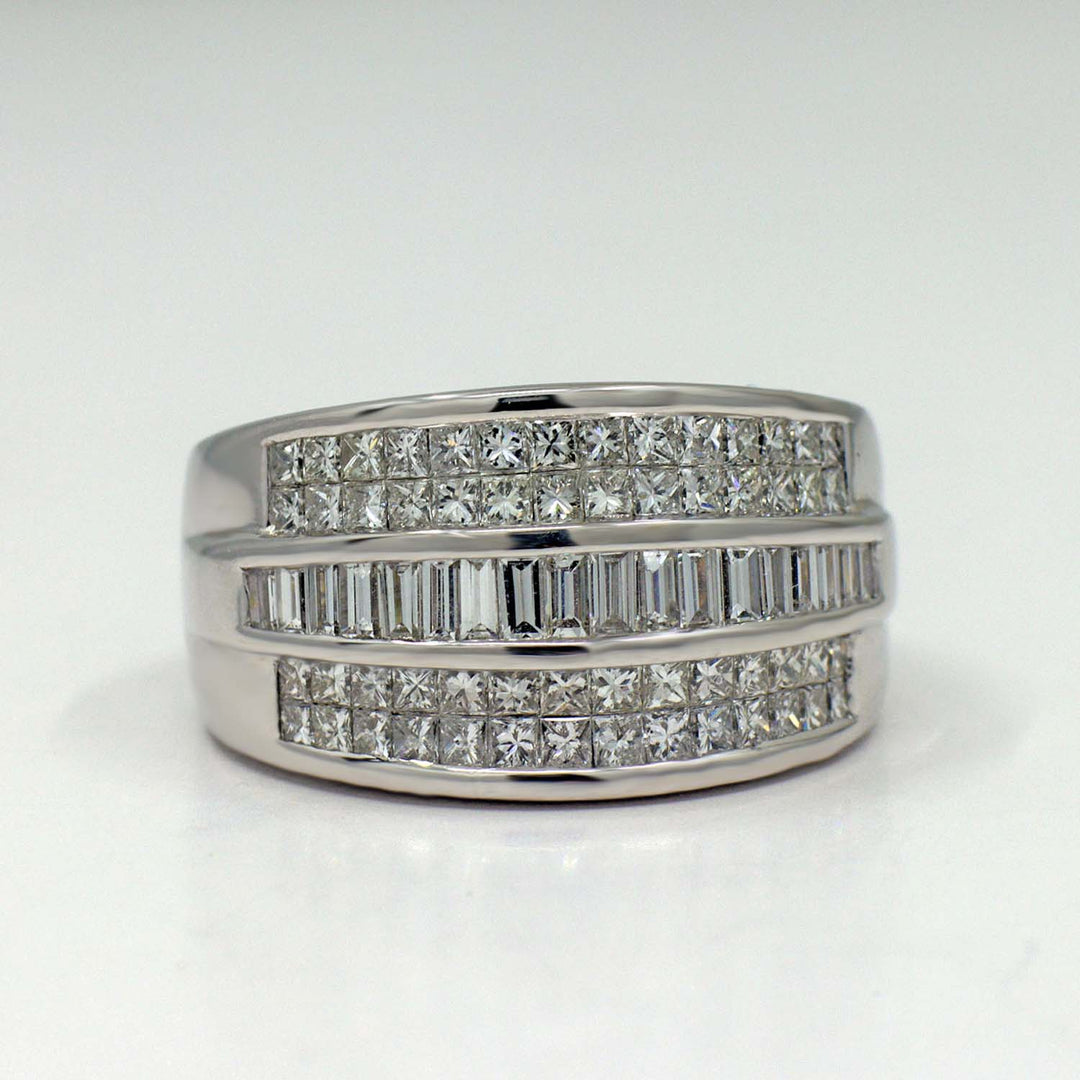 Vintage 18K Gold Wedding Band with 2.4 CT VS Diamonds