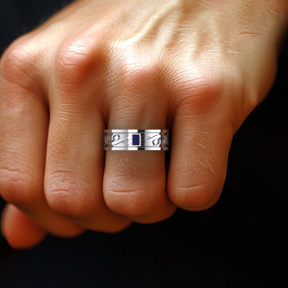 blue sapphire men's ring