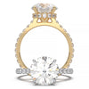 1.9 Carat Round Lab Grown Diamond Ring with Hidden Halo, Cathedral Setting, and Pave Band