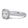 1.9 Carat Round Lab Grown Diamond Ring with Hidden Halo, Cathedral Setting, and Pave Band