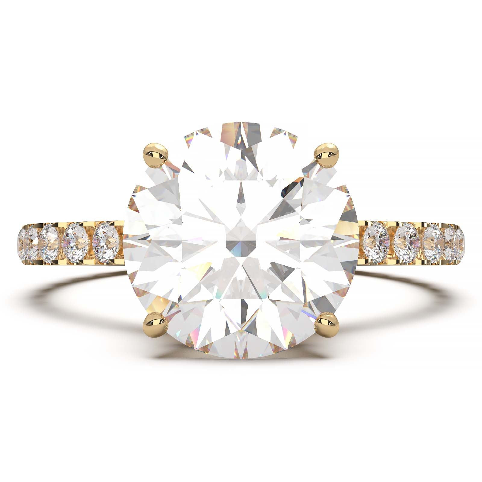 1.9 Carat Round Lab Grown Diamond Ring with Hidden Halo, Cathedral Setting, and Pave Band