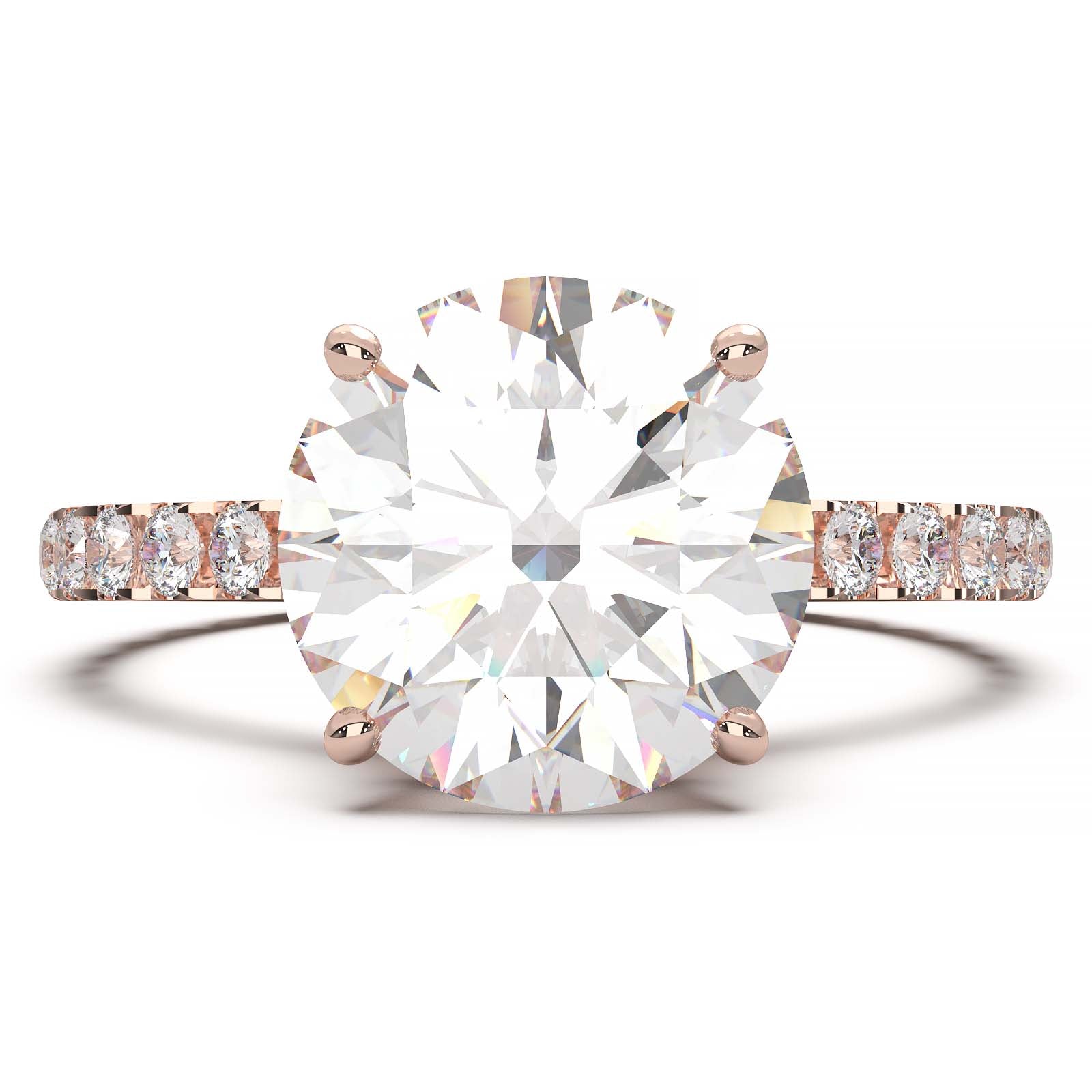 1.9 Carat Round Lab Grown Diamond Ring with Hidden Halo, Cathedral Setting, and Pave Band
