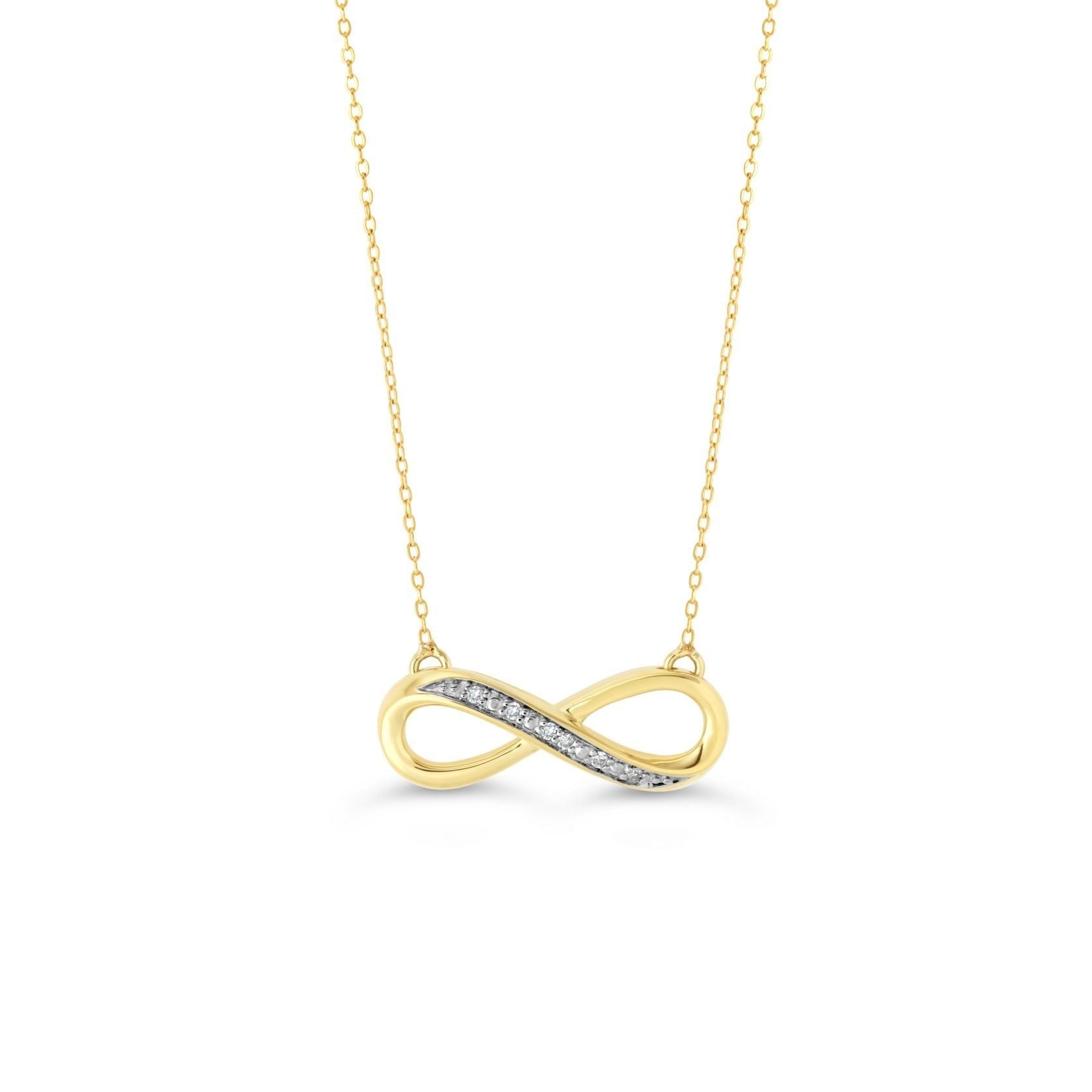 10K Yellow Gold Diamond Infinity Pendant with Chain
