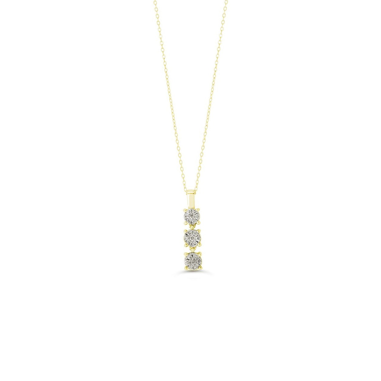 10K Yellow Gold 0.13CT Diamond Illusion Pendant Necklace with Chain
