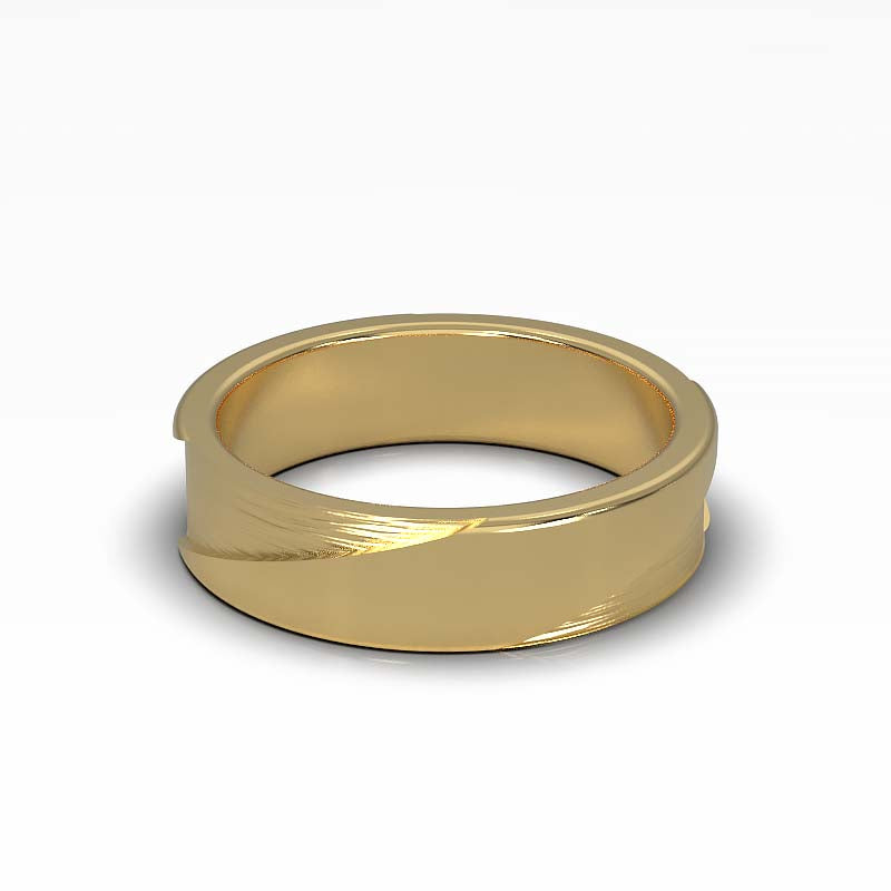 Modern Asymmetrical Brushed Dome Men's Wedding Band in Gold or Platinum
