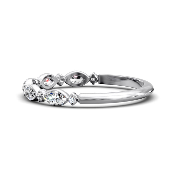 Marquise and Round Diamond Half Eternity Wedding Band