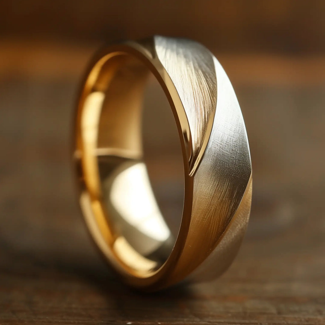 Men's Swirl Asymmetry Gold Band Ring – Customizable in Gold & Platinum
