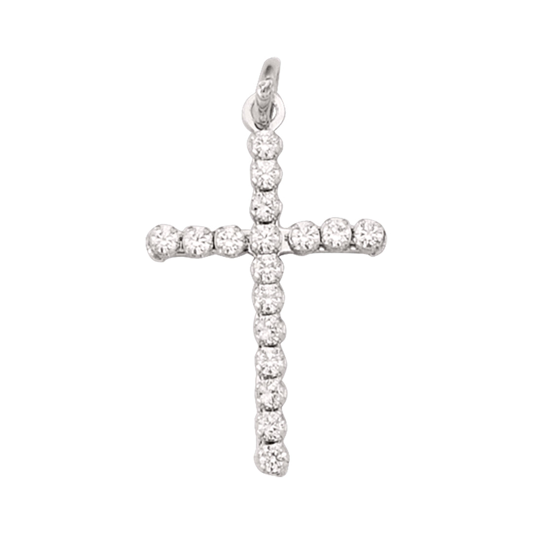 White Gold Cross with Cubic Zirconia