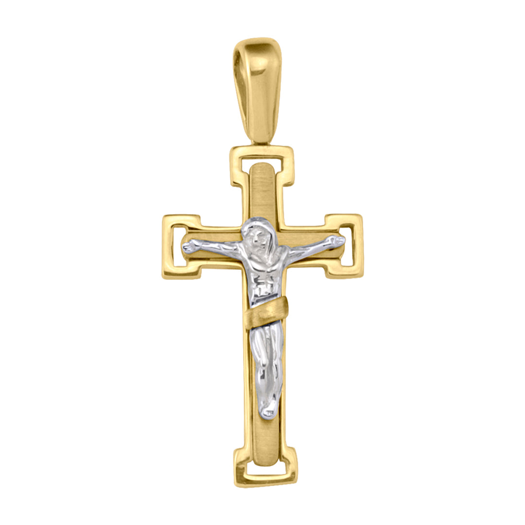 Two-Tone Gold Crucifix Necklace | 32.4 x 19.1 mm
