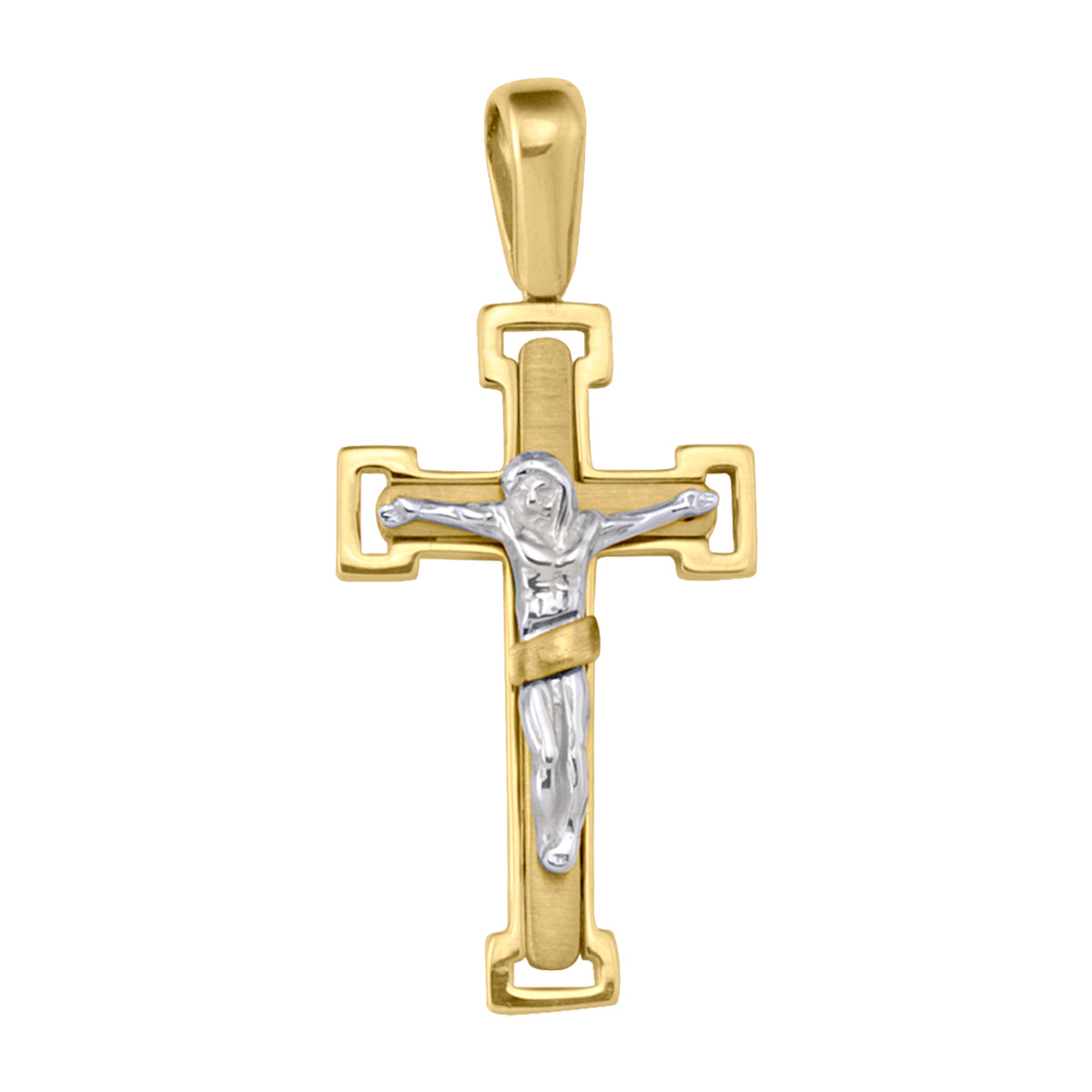 Two-Tone Gold Crucifix Necklace | 32.4 x 19.1 mm