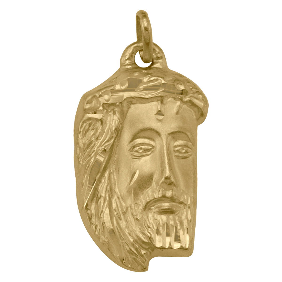 14K/18K Gold Jesus Face Pendant - 22.5mm Height, 14.8mm Width Spiritual Christian Necklace Charm