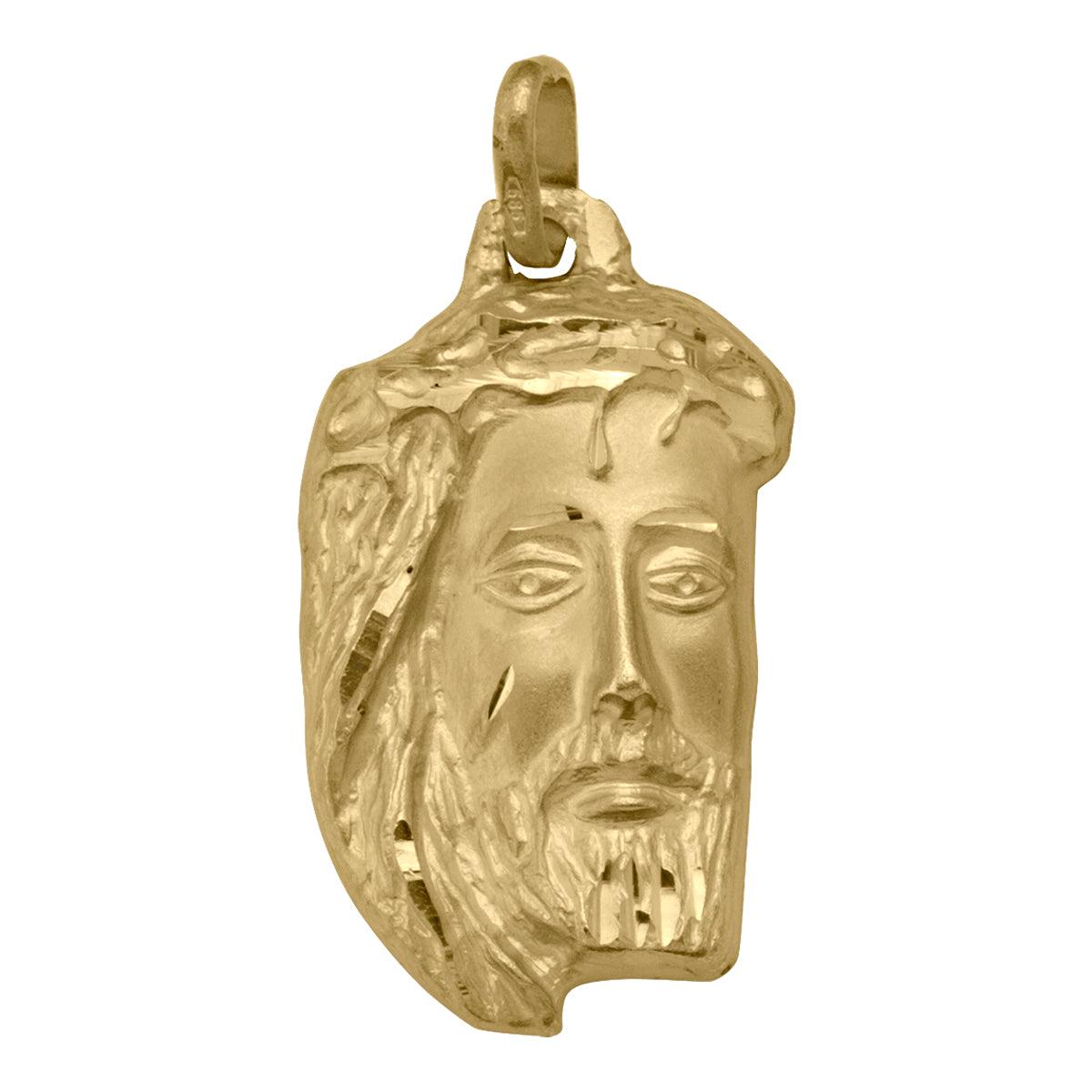 14K/18K Gold Jesus Face Pendant -28mm Height, 18.5mm Width Spiritual Christian Necklace Charm
