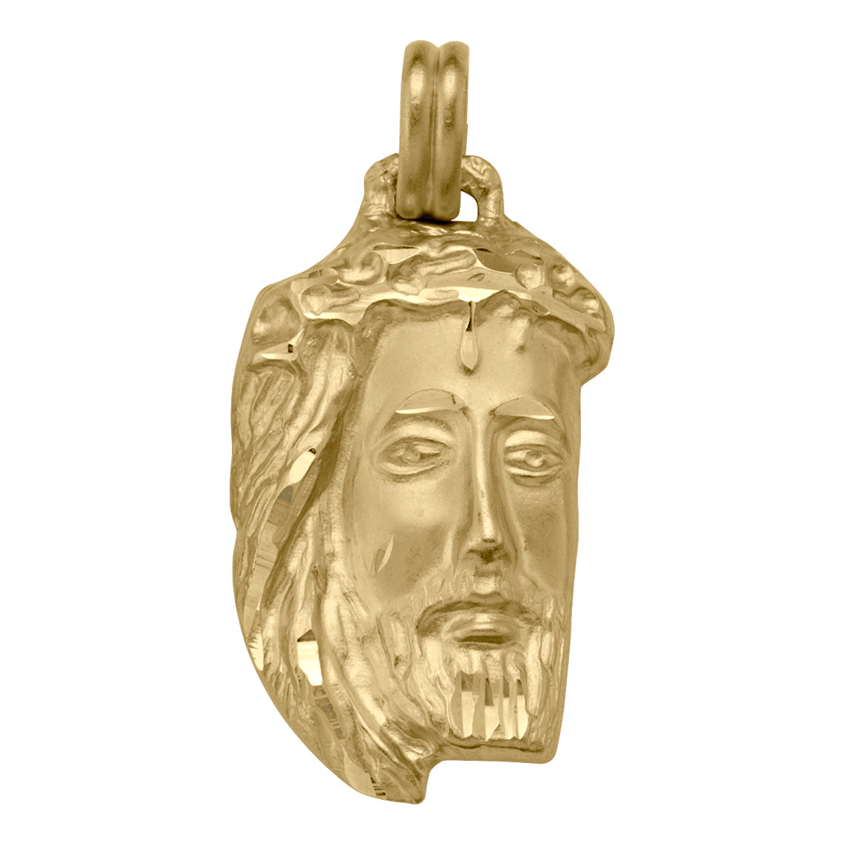 14K/18K Gold Jesus Face Pendant -33.1mm Height, 21.5mm Width Spiritual Christian Necklace Charm