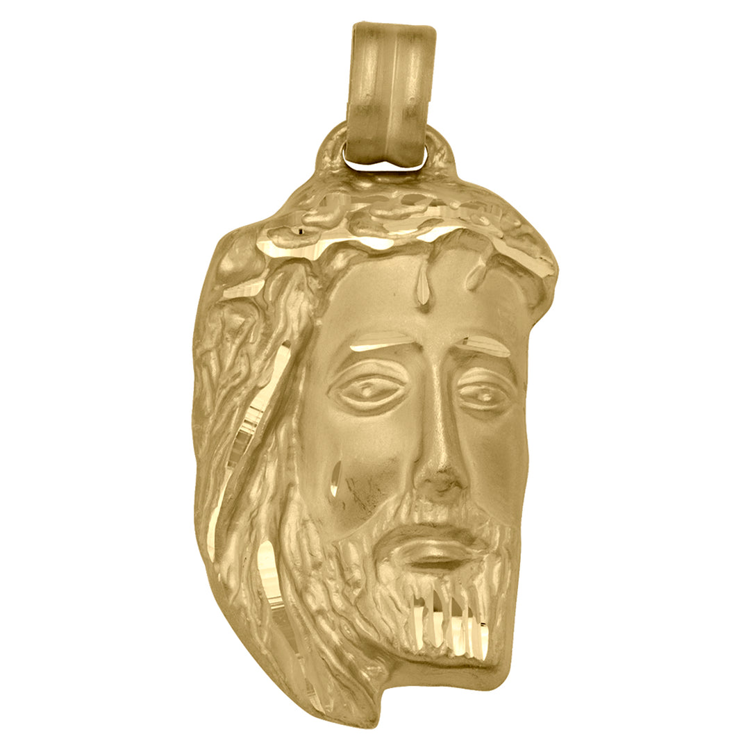 14K/18K Gold Jesus Face Pendant -39.4mm Height, 25.8mm Width Spiritual Christian Necklace Charm